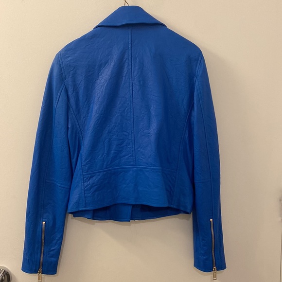 Electric Blue Michael Kors 100% Leather Jacket - Picture 2 of 5